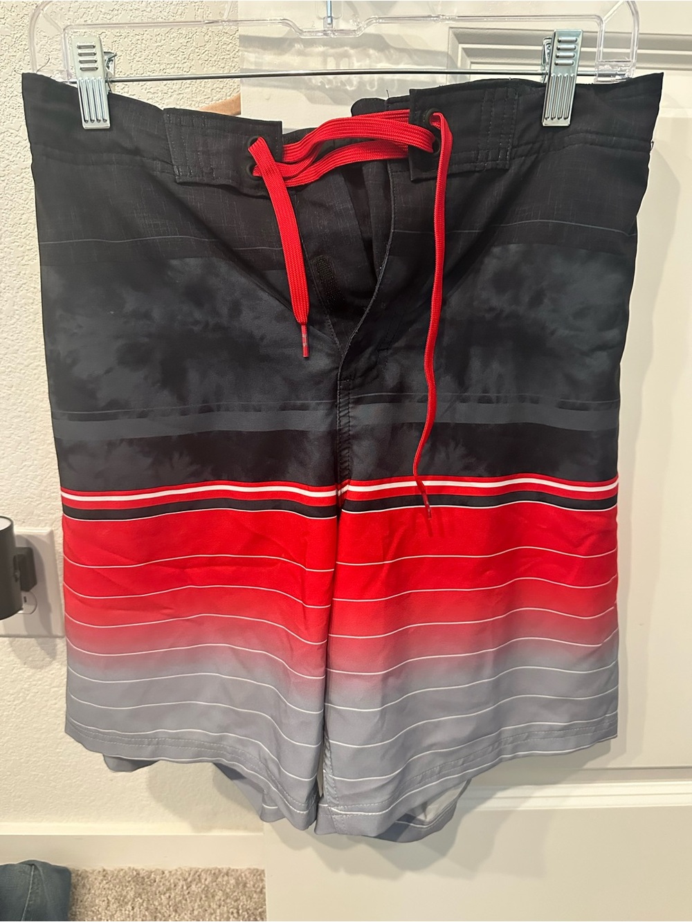 Under Armour Black Red and Gray Gradient Men's Swim Board Shorts
